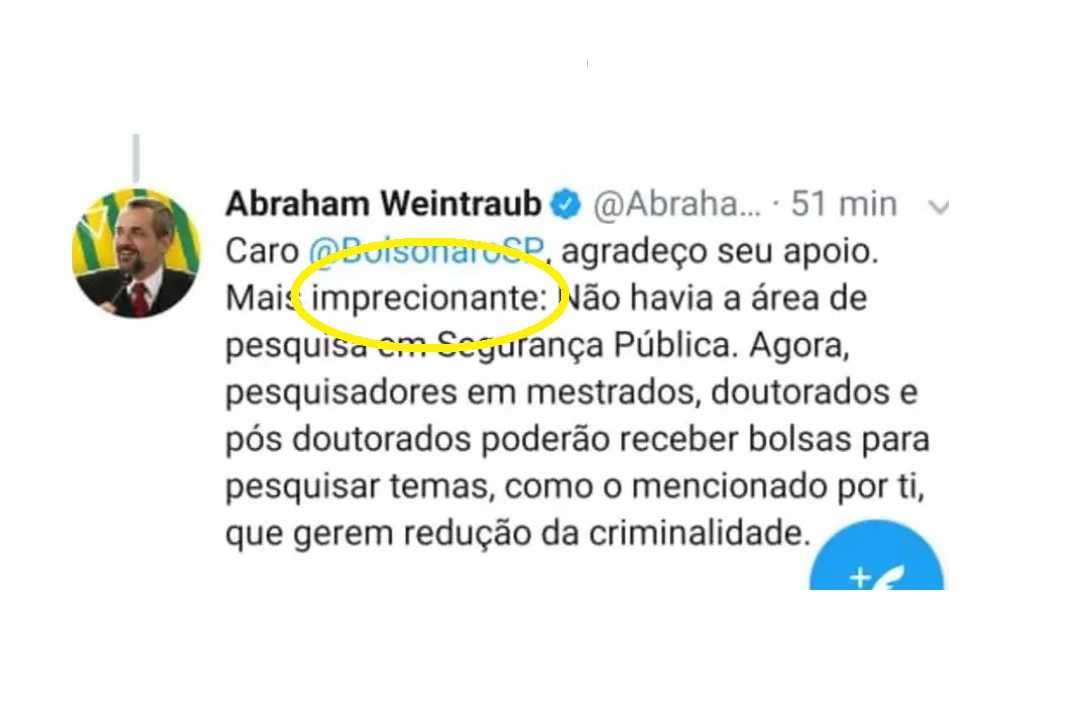 Após "paralização", Weintraub escreve "imprecionante"